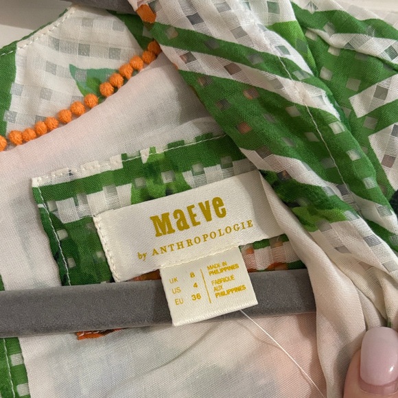 Maeve Green, White & Orange Floral dress with Cap Sleeves - Picture 8 of 9